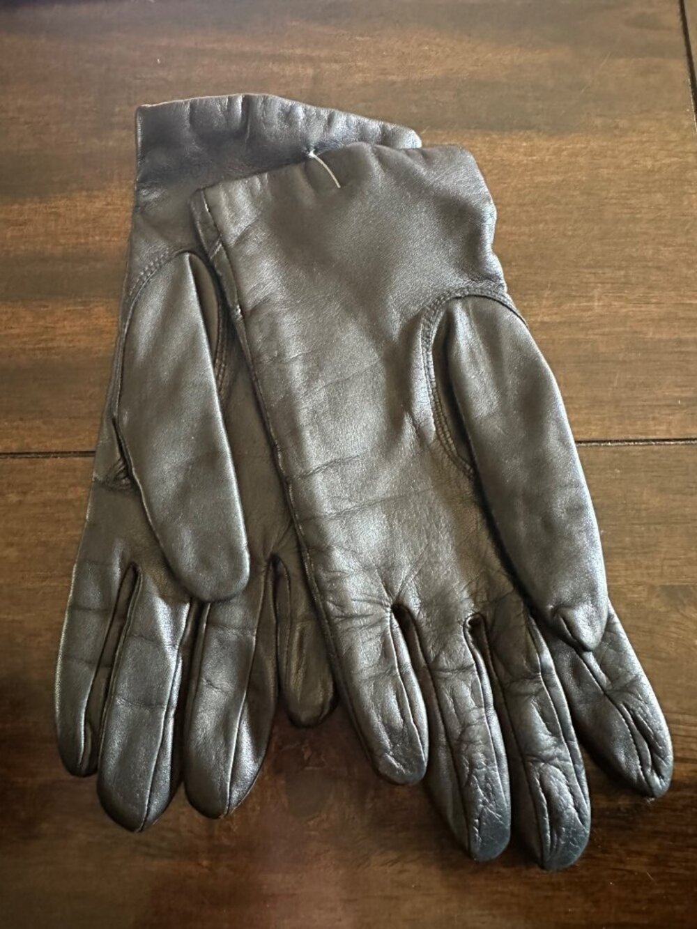 Fownes Vintage Black Leather Gloves 6 1/2 Acrylic Lining Stiched Design